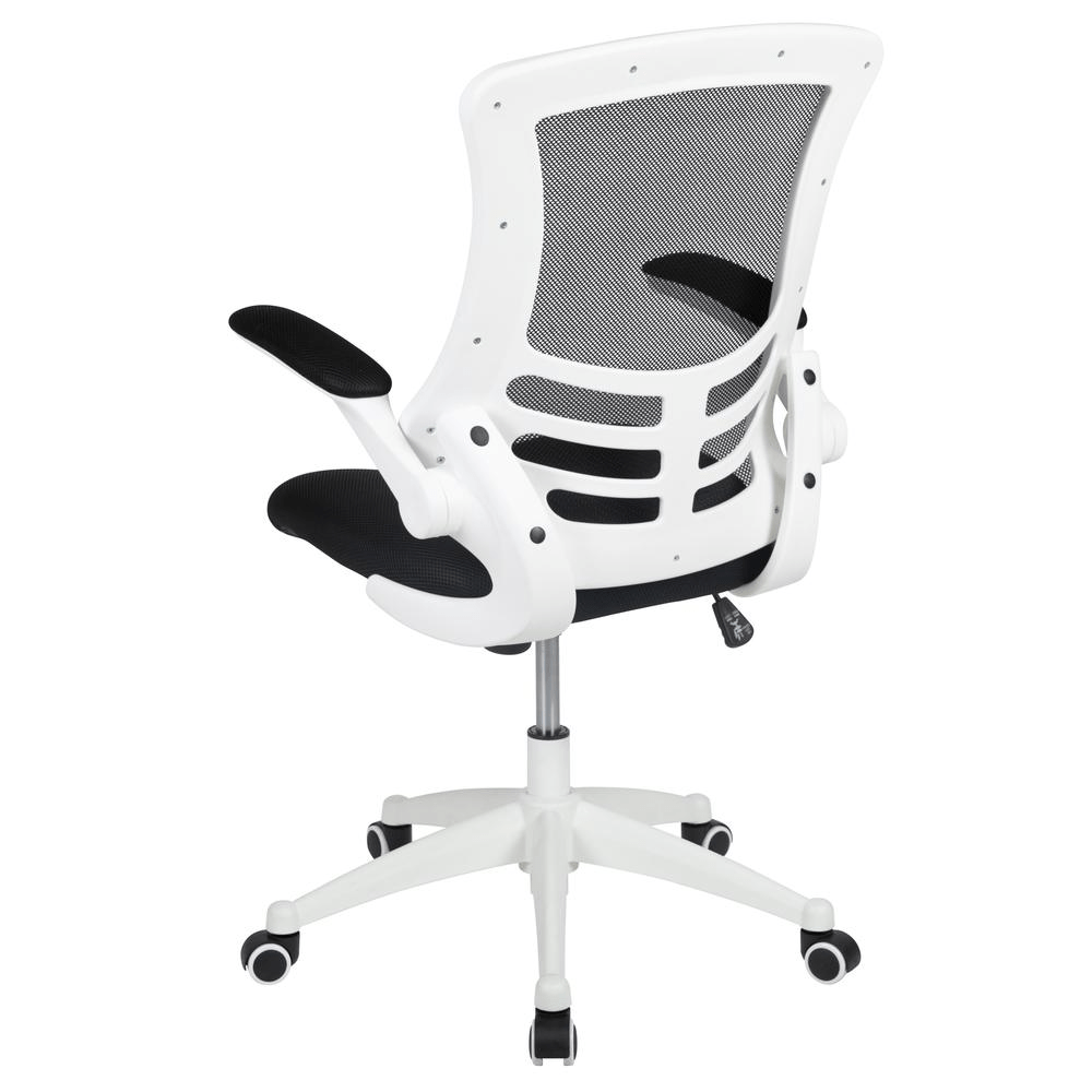 Mid - Back Black Mesh Swivel Ergonomic Task Office Chair with White Frame and Flip - Up Arms - Mervyns