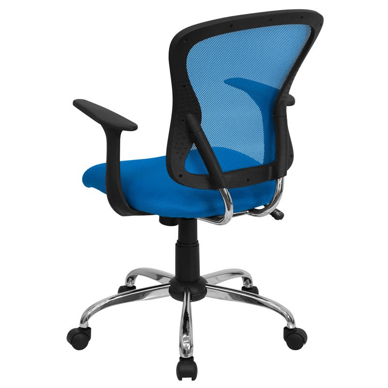 Mid - Back Blue Mesh Swivel Task Office Chair with Chrome Base and Arms - Mervyns