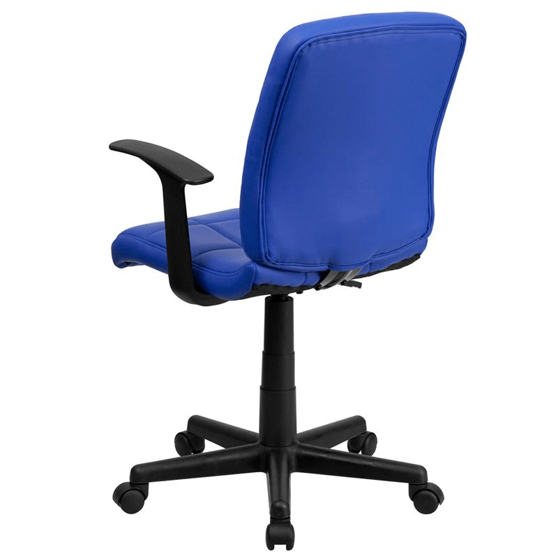 Mid - Back Blue Quilted Vinyl Swivel Task Office Chair with Arms - Mervyns