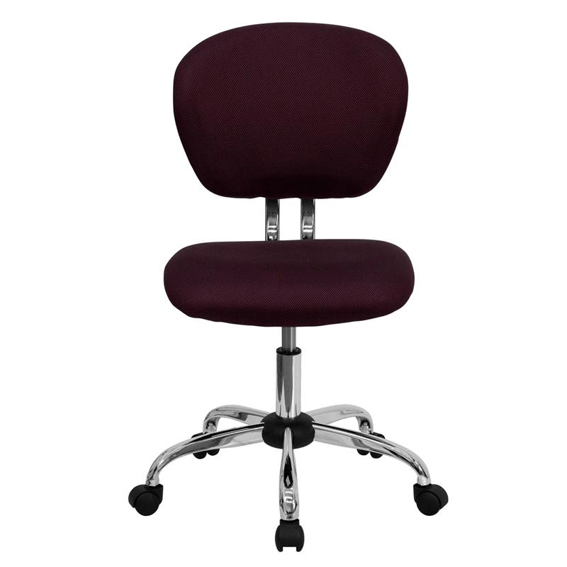 Mid - Back Burgundy Mesh Padded Swivel Task Office Chair with Chrome Base - Mervyns