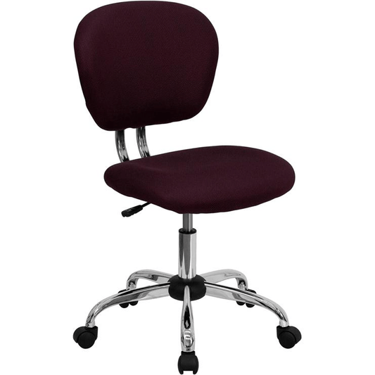 Mid - Back Burgundy Mesh Padded Swivel Task Office Chair with Chrome Base - Mervyns