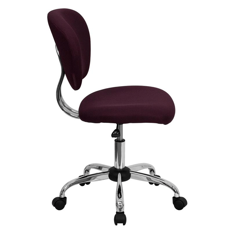 Mid - Back Burgundy Mesh Padded Swivel Task Office Chair with Chrome Base - Mervyns