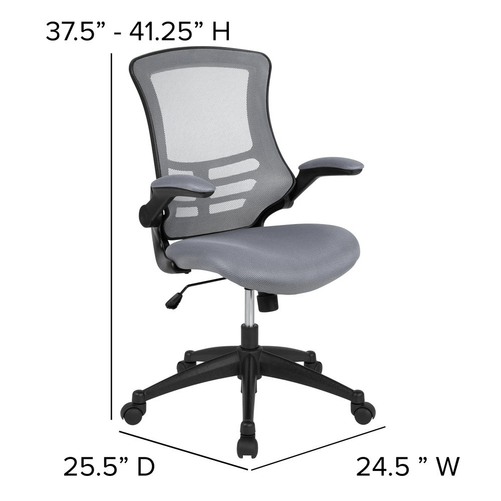 Mid - Back Dark Gray Mesh Swivel Ergonomic Task Office Chair with Flip - Up Arms - Mervyns