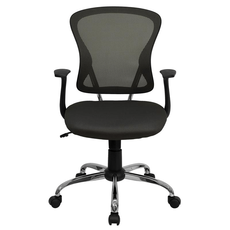 Mid - Back Dark Gray Mesh Swivel Task Office Chair with Chrome Base and Arms - Mervyns