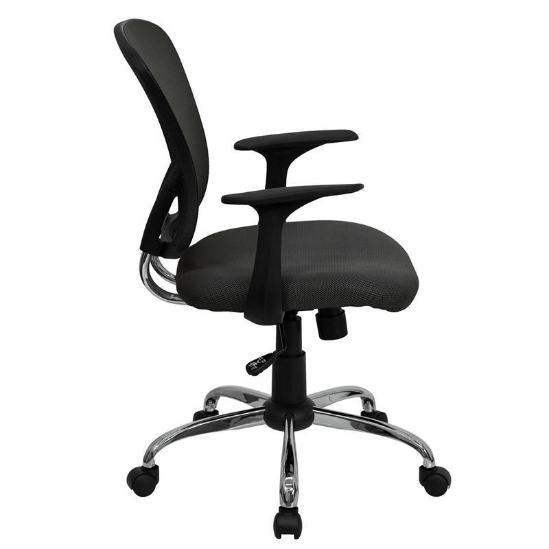 Mid - Back Dark Gray Mesh Swivel Task Office Chair with Chrome Base and Arms - Mervyns