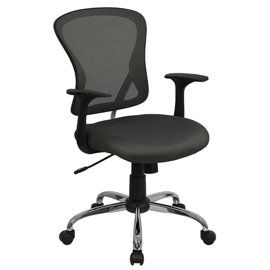 Mid - Back Dark Gray Mesh Swivel Task Office Chair with Chrome Base and Arms - Mervyns