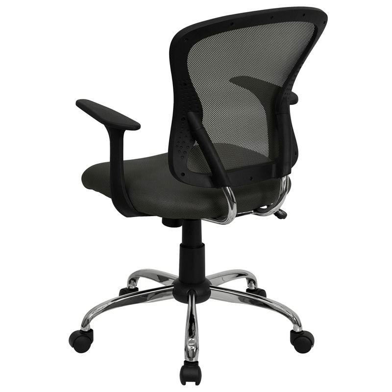 Mid - Back Dark Gray Mesh Swivel Task Office Chair with Chrome Base and Arms - Mervyns