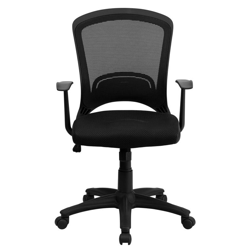 Mid - Back Designer Black Mesh Swivel Task Office Chair with Arms - Mervyns