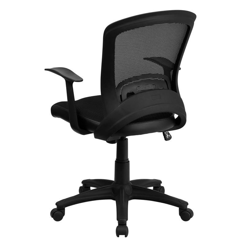 Mid - Back Designer Black Mesh Swivel Task Office Chair with Arms - Mervyns