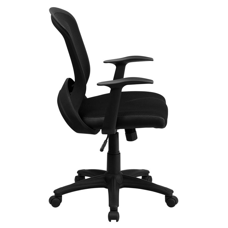 Mid - Back Designer Black Mesh Swivel Task Office Chair with Arms - Mervyns