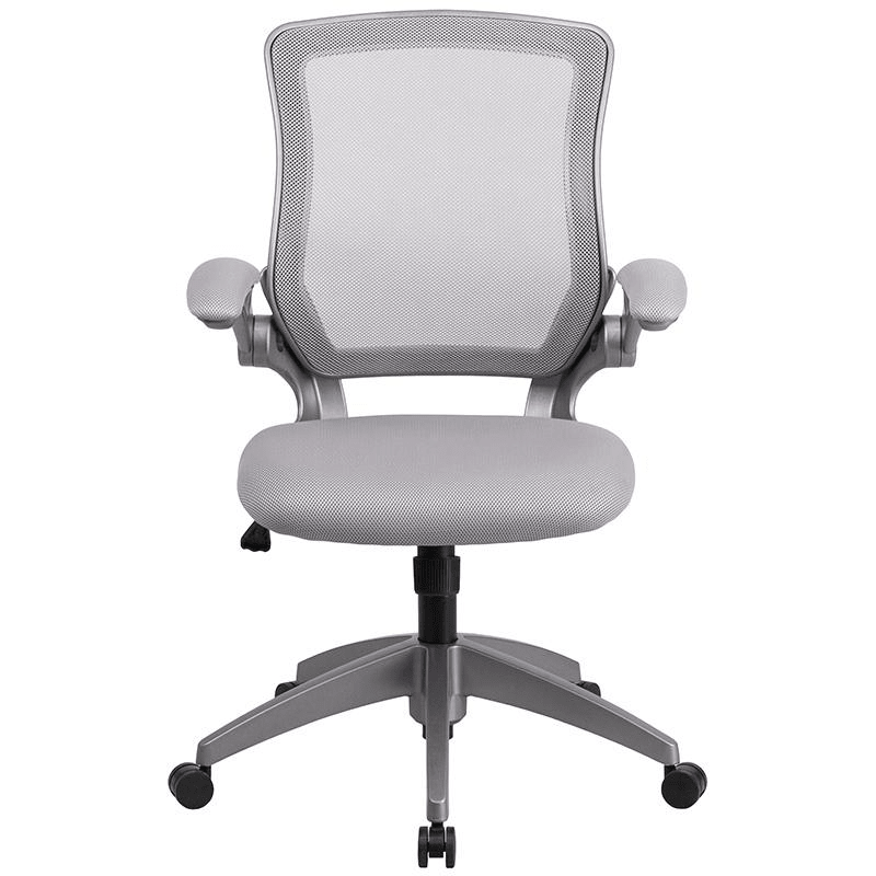 Mid-Back Gray Mesh Swivel Task Office Chair with Gray Frame and Flip-Up Arms - Mervyns