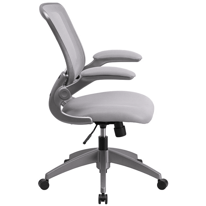 Mid-Back Gray Mesh Swivel Task Office Chair with Gray Frame and Flip-Up Arms - Mervyns