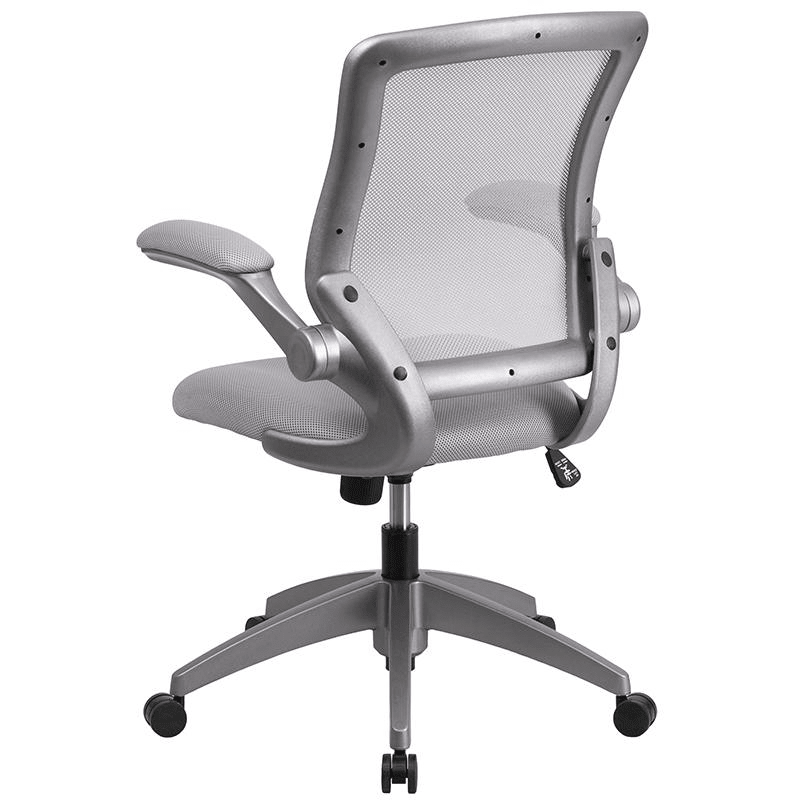 Mid-Back Gray Mesh Swivel Task Office Chair with Gray Frame and Flip-Up Arms - Mervyns
