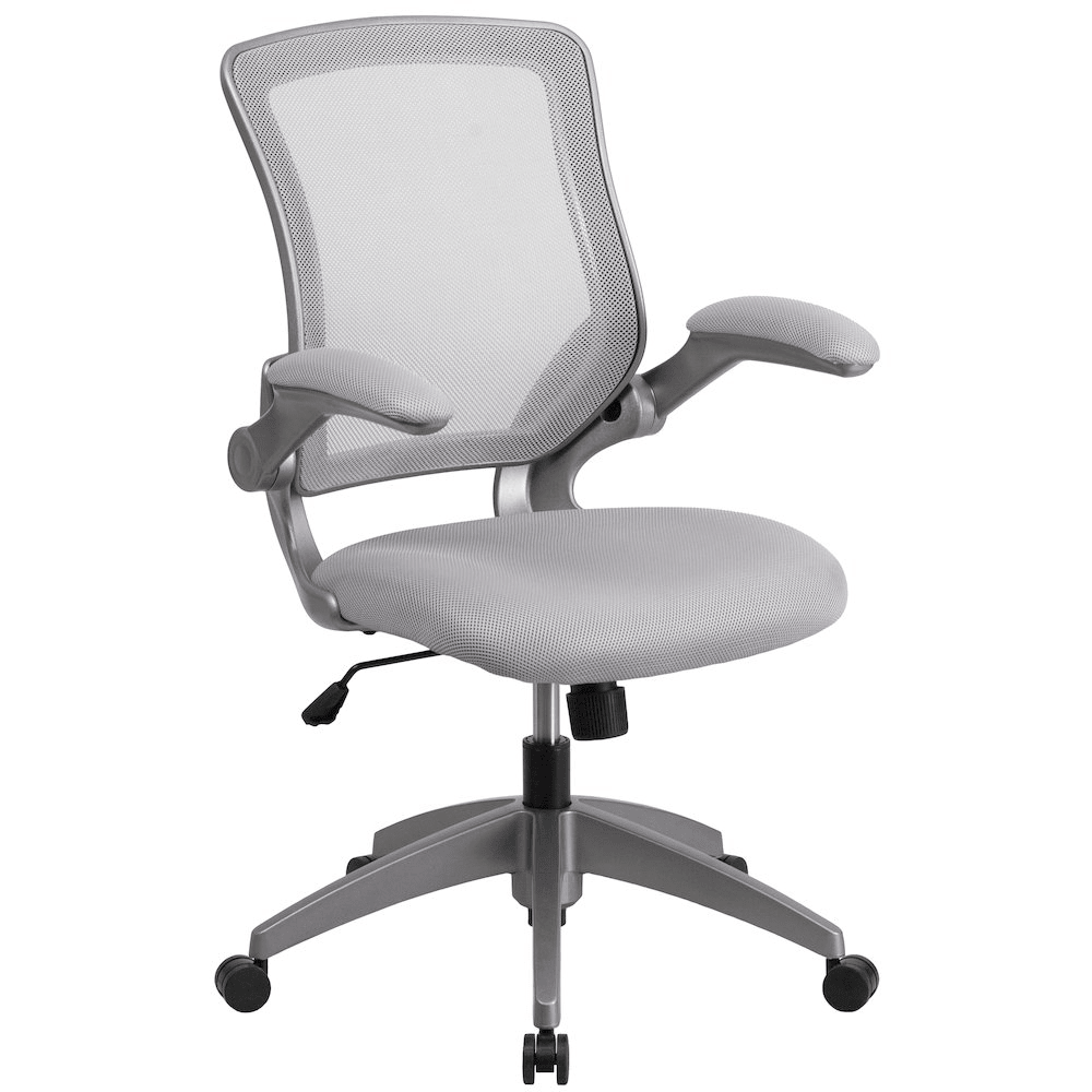 Mid-Back Gray Mesh Swivel Task Office Chair with Gray Frame and Flip-Up Arms - Mervyns