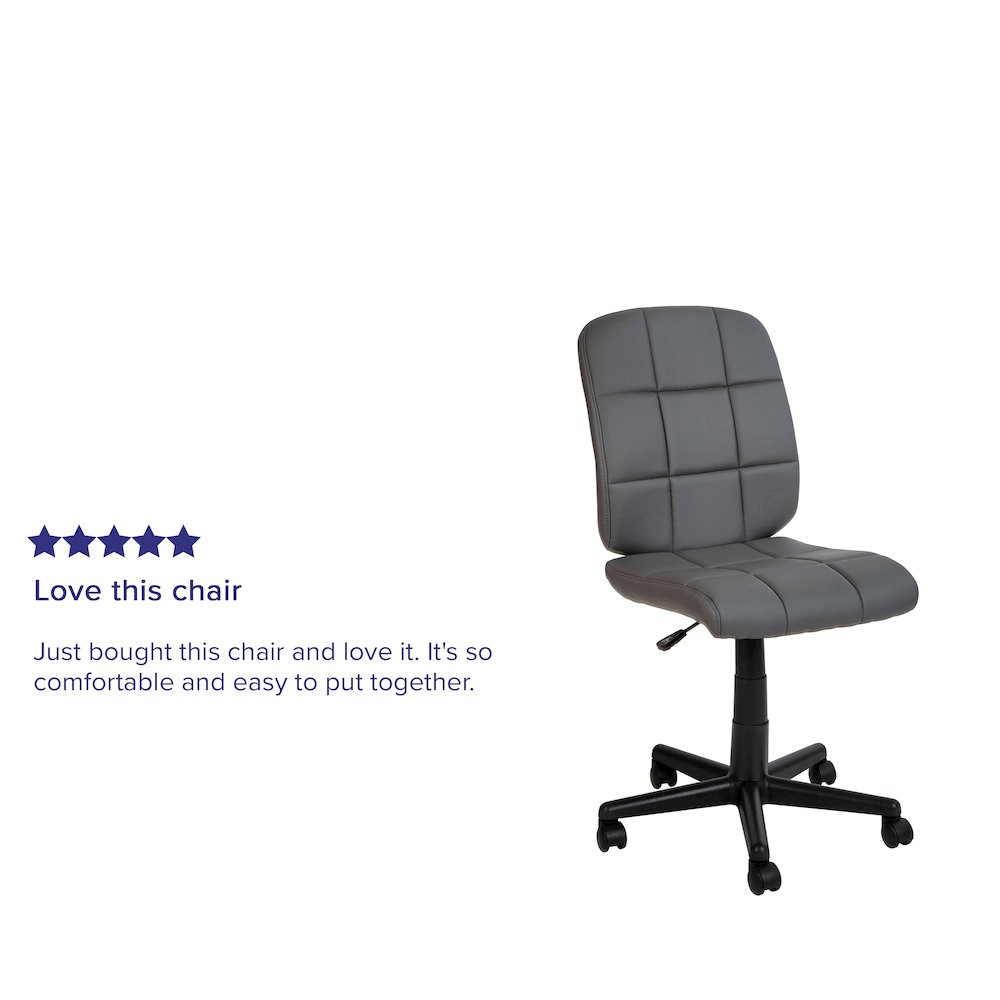 Mid-Back Gray Quilted Vinyl Swivel Task Office Chair - Mervyns