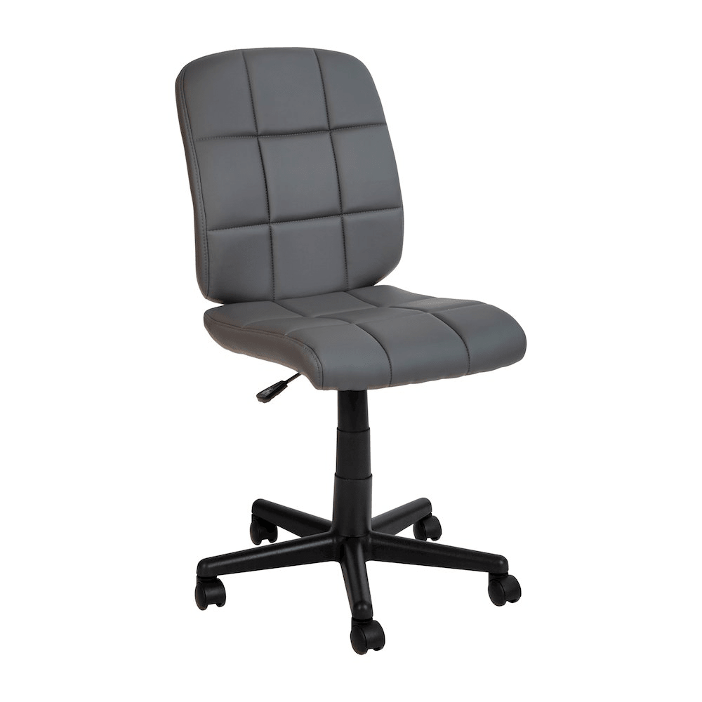 Mid-Back Gray Quilted Vinyl Swivel Task Office Chair - Mervyns