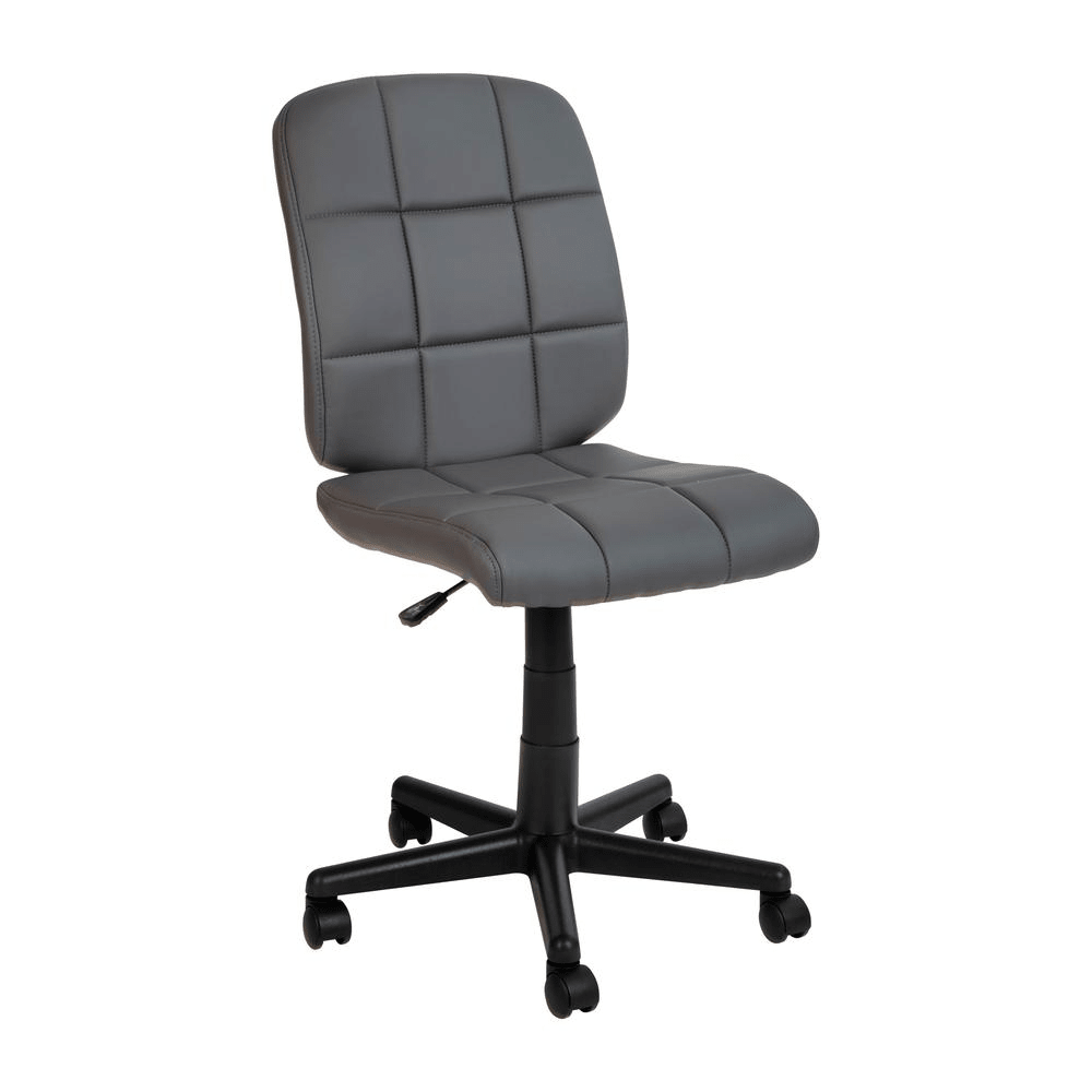 Mid-Back Gray Quilted Vinyl Swivel Task Office Chair - Mervyns