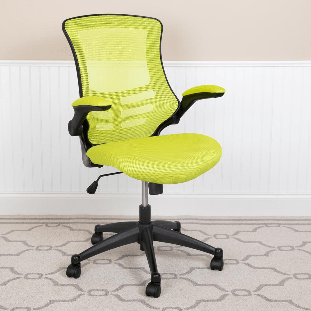 Mid - Back Green Mesh Swivel Ergonomic Task Office Chair with Flip - Up Arms - Mervyns