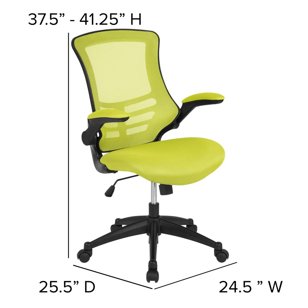 Mid - Back Green Mesh Swivel Ergonomic Task Office Chair with Flip - Up Arms - Mervyns