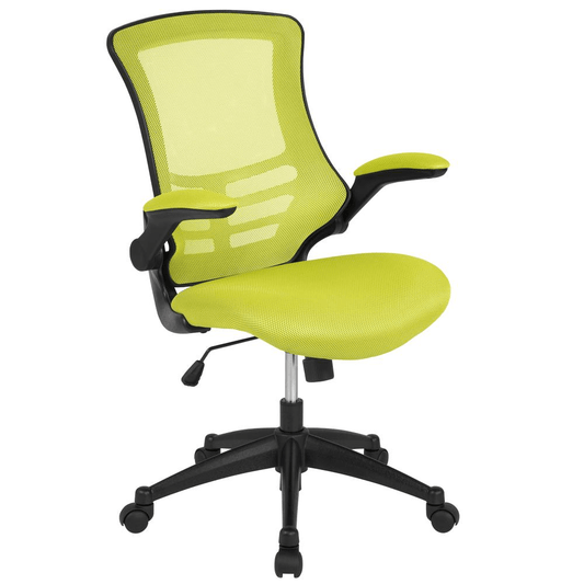 Mid - Back Green Mesh Swivel Ergonomic Task Office Chair with Flip - Up Arms - Mervyns