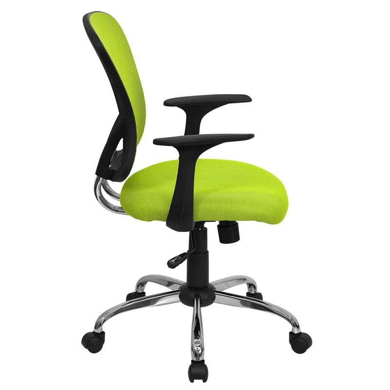 Mid - Back Green Mesh Swivel Task Office Chair with Chrome Base and Arms - Mervyns