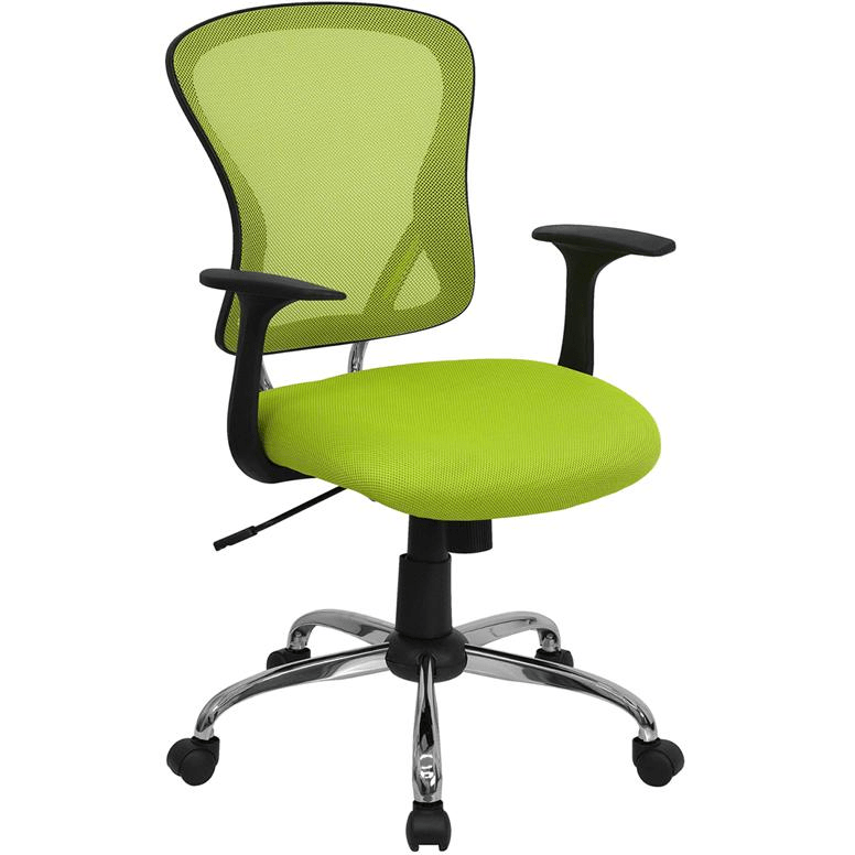 Mid - Back Green Mesh Swivel Task Office Chair with Chrome Base and Arms - Mervyns