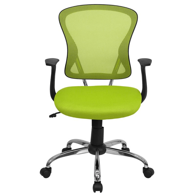 Mid - Back Green Mesh Swivel Task Office Chair with Chrome Base and Arms - Mervyns