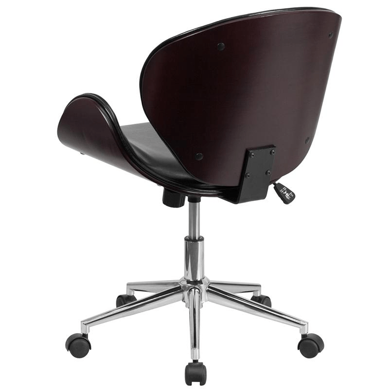 Mid - Back Mahogany Wood Conference Office Chair in Black LeatherSoft - Mervyns