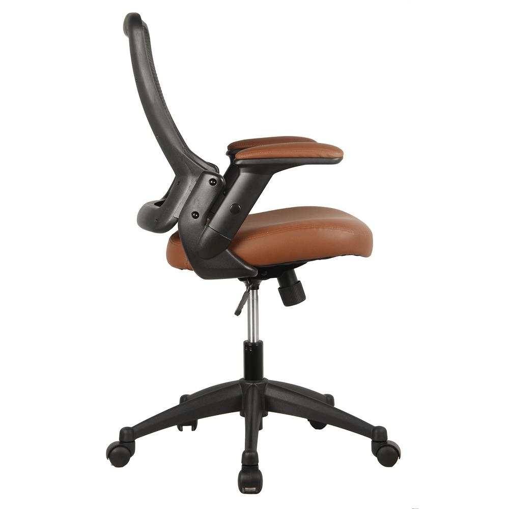 Mid - Back Mesh Task Office Chair with Height Adjustable Arms. Color: Brown - Mervyns