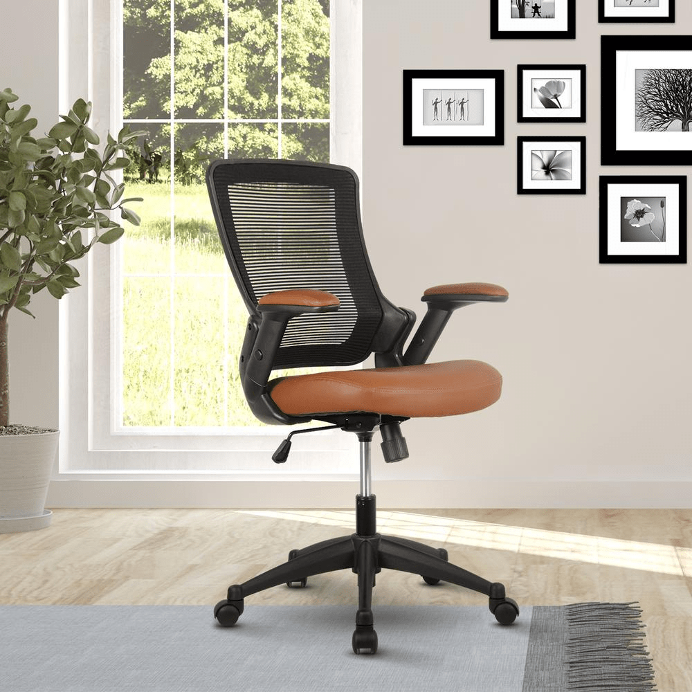 Mid - Back Mesh Task Office Chair with Height Adjustable Arms. Color: Brown - Mervyns