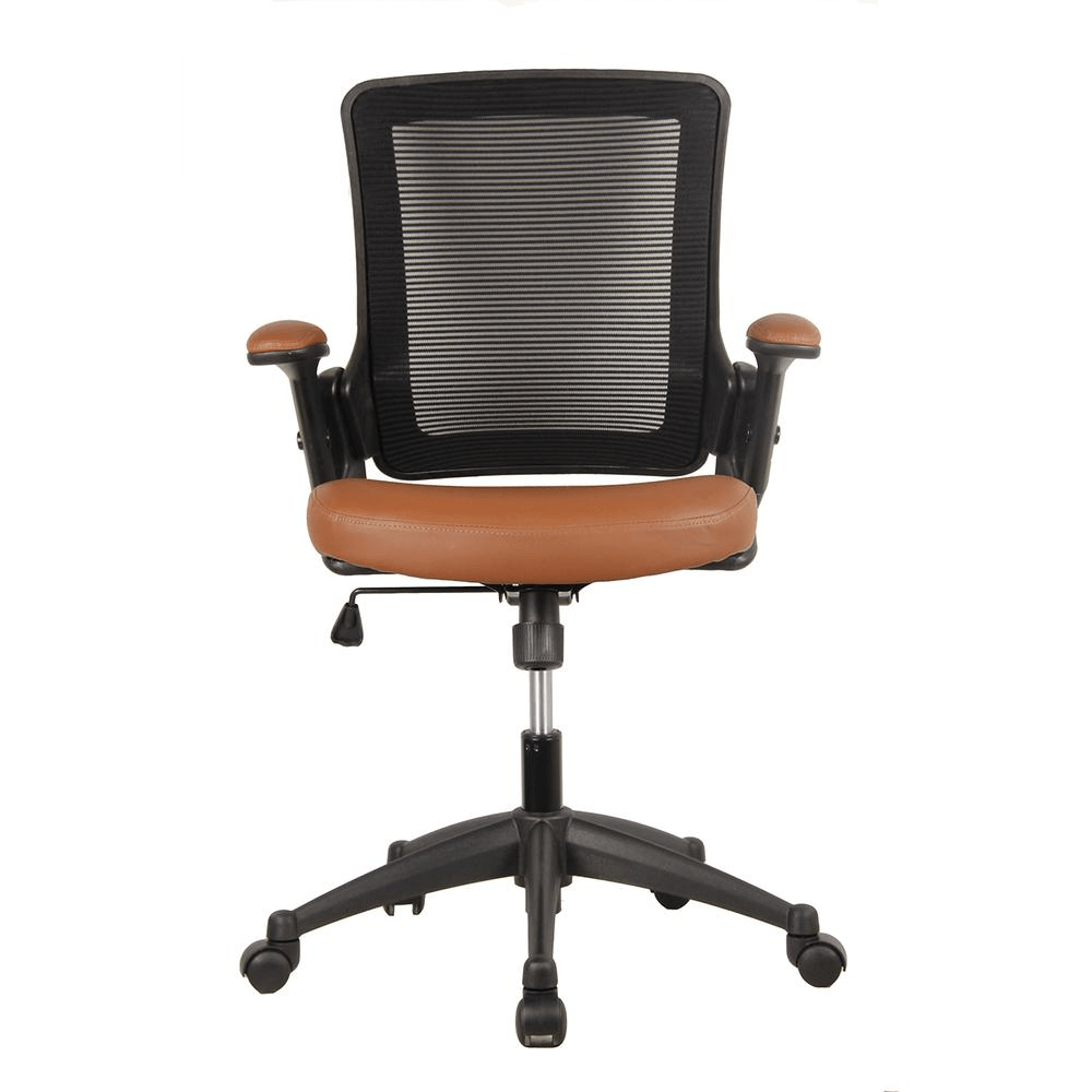 Mid - Back Mesh Task Office Chair with Height Adjustable Arms. Color: Brown - Mervyns