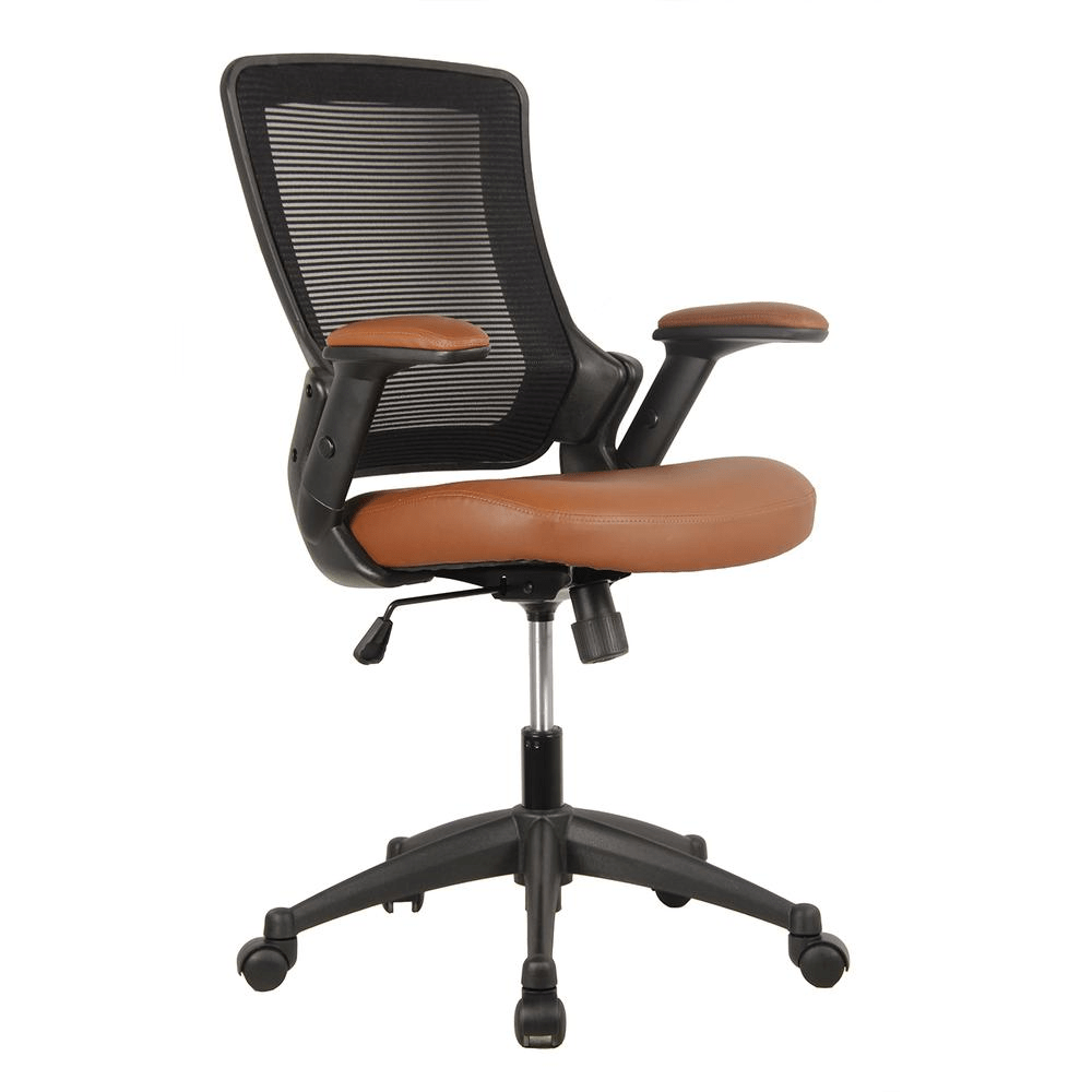 Mid - Back Mesh Task Office Chair with Height Adjustable Arms. Color: Brown - Mervyns