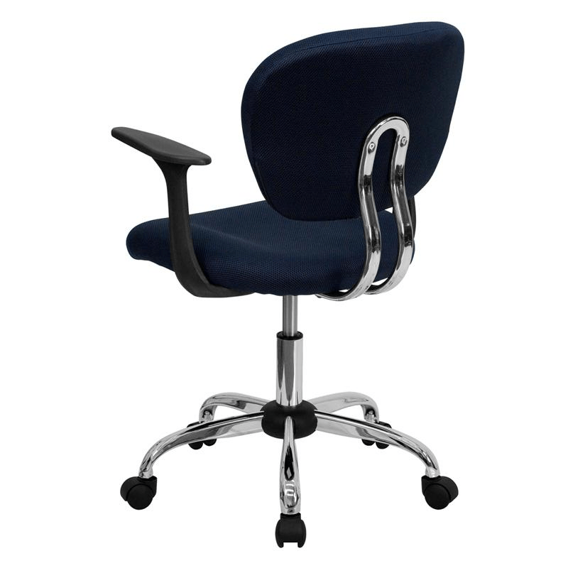 Mid - Back Navy Mesh Padded Swivel Task Office Chair with Chrome Base and Arms - Mervyns