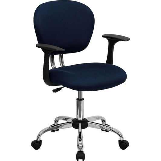 Mid - Back Navy Mesh Padded Swivel Task Office Chair with Chrome Base and Arms - Mervyns