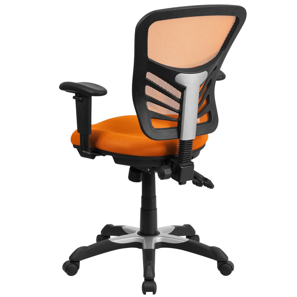 Mid - Back Orange Mesh Multifunction Executive Swivel Ergonomic Office Chair with Adjustable Arms - Mervyns