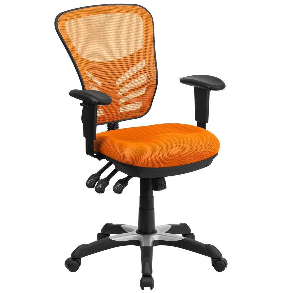 Mid - Back Orange Mesh Multifunction Executive Swivel Ergonomic Office Chair with Adjustable Arms - Mervyns