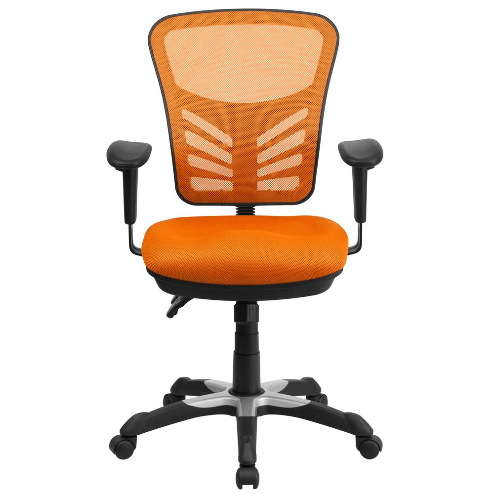 Mid - Back Orange Mesh Multifunction Executive Swivel Ergonomic Office Chair with Adjustable Arms - Mervyns