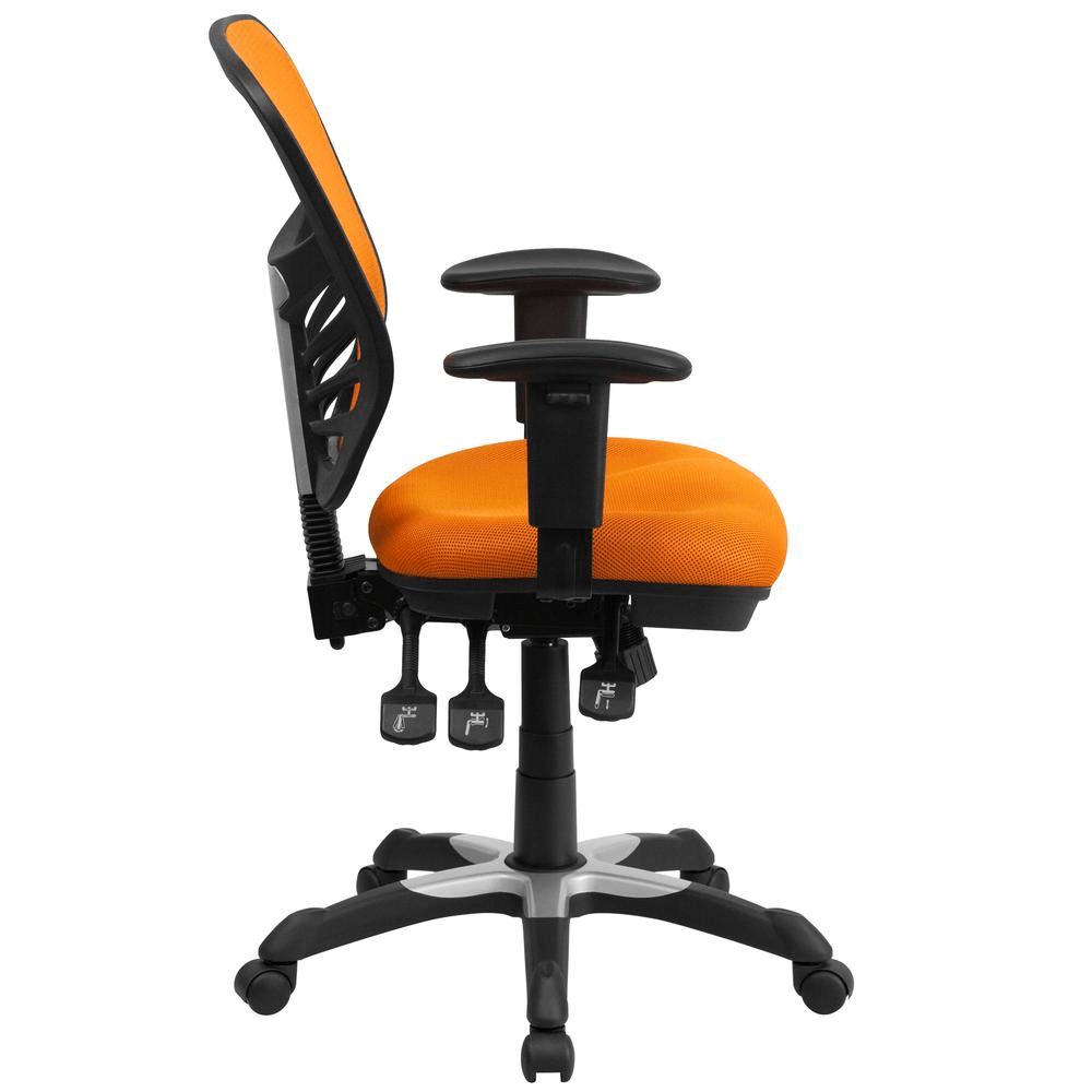 Mid - Back Orange Mesh Multifunction Executive Swivel Ergonomic Office Chair with Adjustable Arms - Mervyns