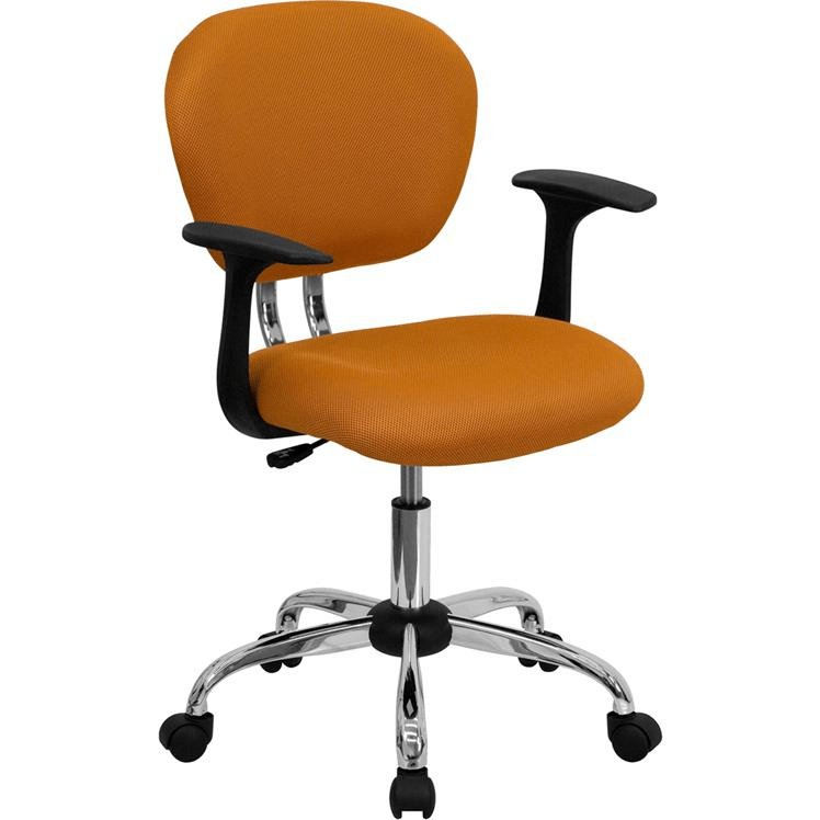 Mid - Back Orange Mesh Padded Swivel Task Office Chair with Chrome Base and Arms - Mervyns