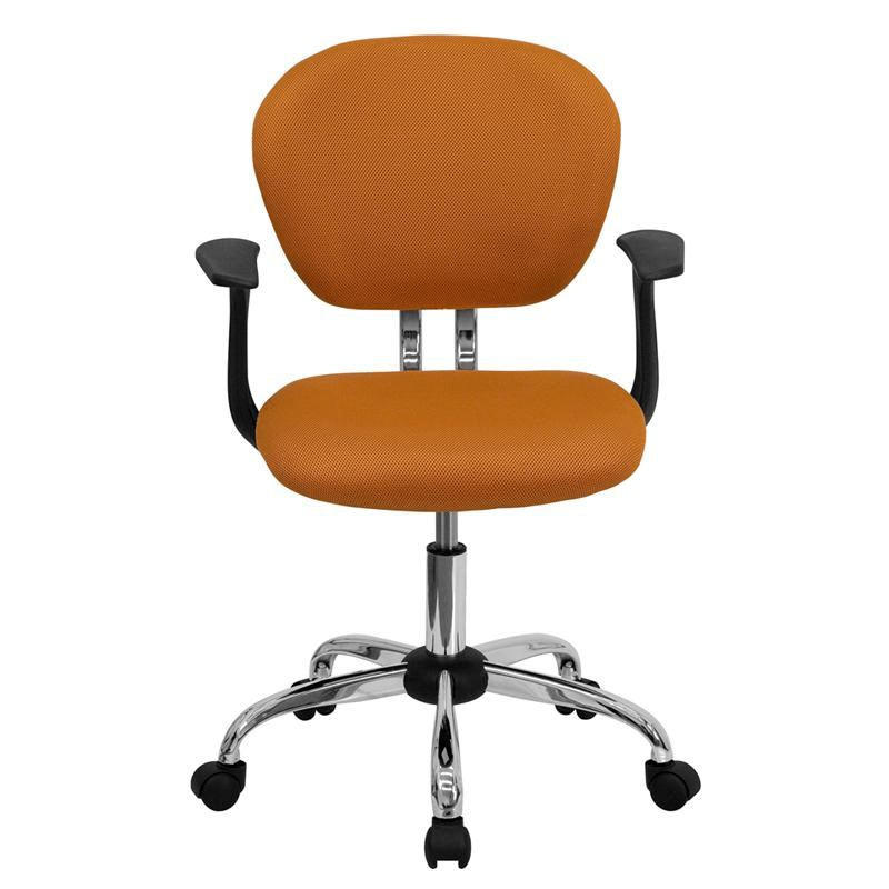 Mid - Back Orange Mesh Padded Swivel Task Office Chair with Chrome Base and Arms - Mervyns