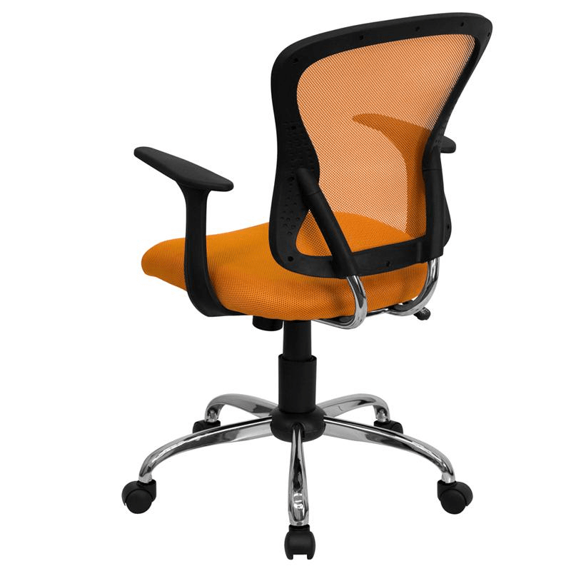 Mid - Back Orange Mesh Swivel Task Office Chair with Chrome Base and Arms - Mervyns