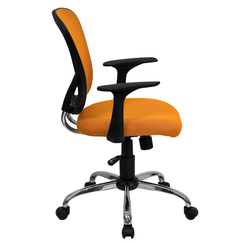 Mid - Back Orange Mesh Swivel Task Office Chair with Chrome Base and Arms - Mervyns