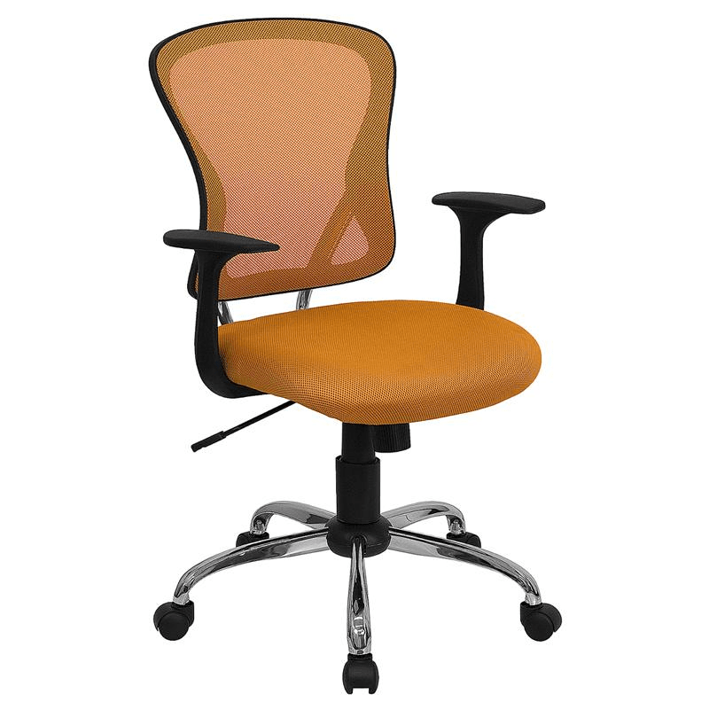 Mid - Back Orange Mesh Swivel Task Office Chair with Chrome Base and Arms - Mervyns