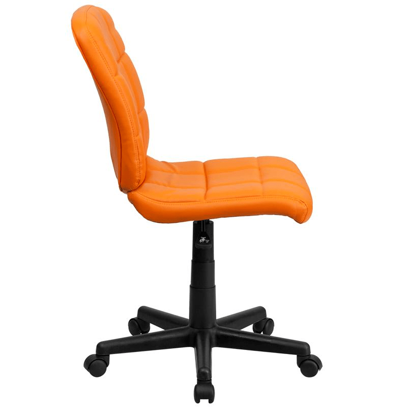 Mid - Back Orange Quilted Vinyl Swivel Task Office Chair - Mervyns