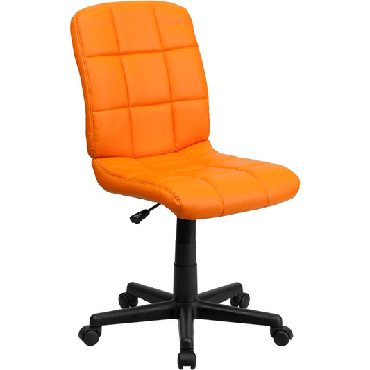 Mid - Back Orange Quilted Vinyl Swivel Task Office Chair - Mervyns