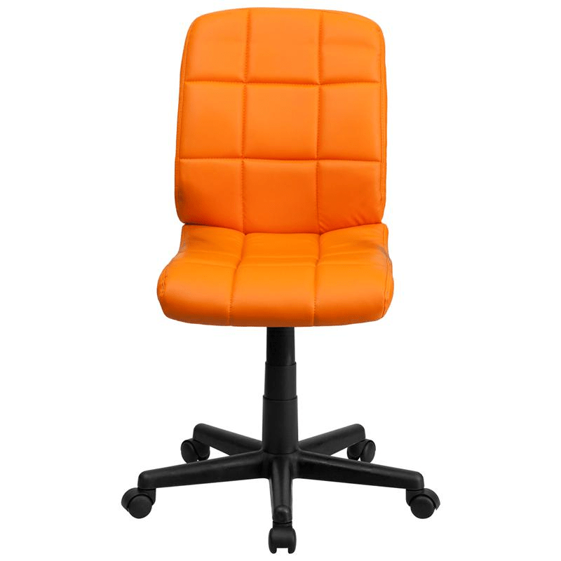 Mid - Back Orange Quilted Vinyl Swivel Task Office Chair - Mervyns