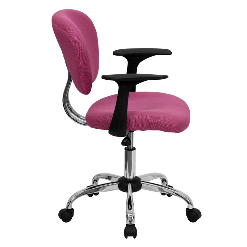 Mid - Back Pink Mesh Padded Swivel Task Office Chair with Chrome Base and Arms - Mervyns