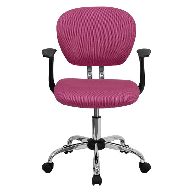 Mid - Back Pink Mesh Padded Swivel Task Office Chair with Chrome Base and Arms - Mervyns