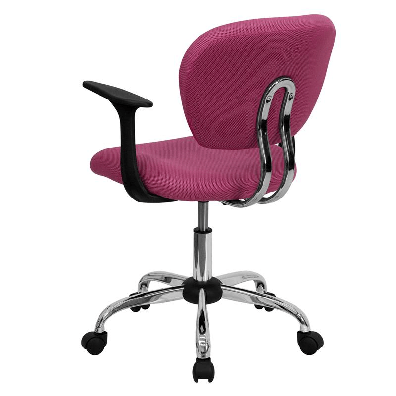 Mid - Back Pink Mesh Padded Swivel Task Office Chair with Chrome Base and Arms - Mervyns