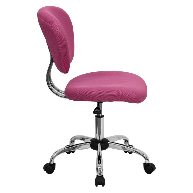 Mid - Back Pink Mesh Padded Swivel Task Office Chair with Chrome Base - Mervyns